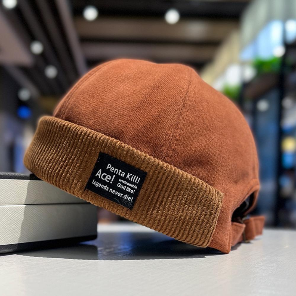Corduroy Beanies Bonnet Retro Brimless Hat Fashion Sailor Cap Outdoor