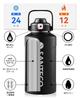 SANTECO Vacuum Insulated Stainless Steel Water Large with for Hot or Cold Drinks Bottle, 1900ml, Capacity, Straw, Black,