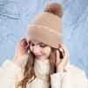 Winter Fur Ball Pearl Pullover Cap Women Outdoor Coldproof Hat Velvet Warm Ear Protection Knitted Wool Cap