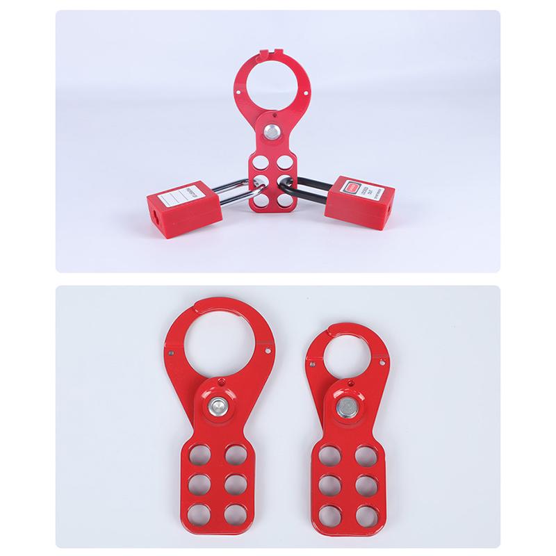 6 Hole Lockout Hasp Steel with Plastic Coating Industrial LOTO Safety Device for Electrical Equipment Isolation Applications