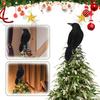 1pcs Christmas Crow Tree Topper Decoration Spooky Home Garden Decor Realistic Plastic Figurine Spring Base Display Gothic Accent