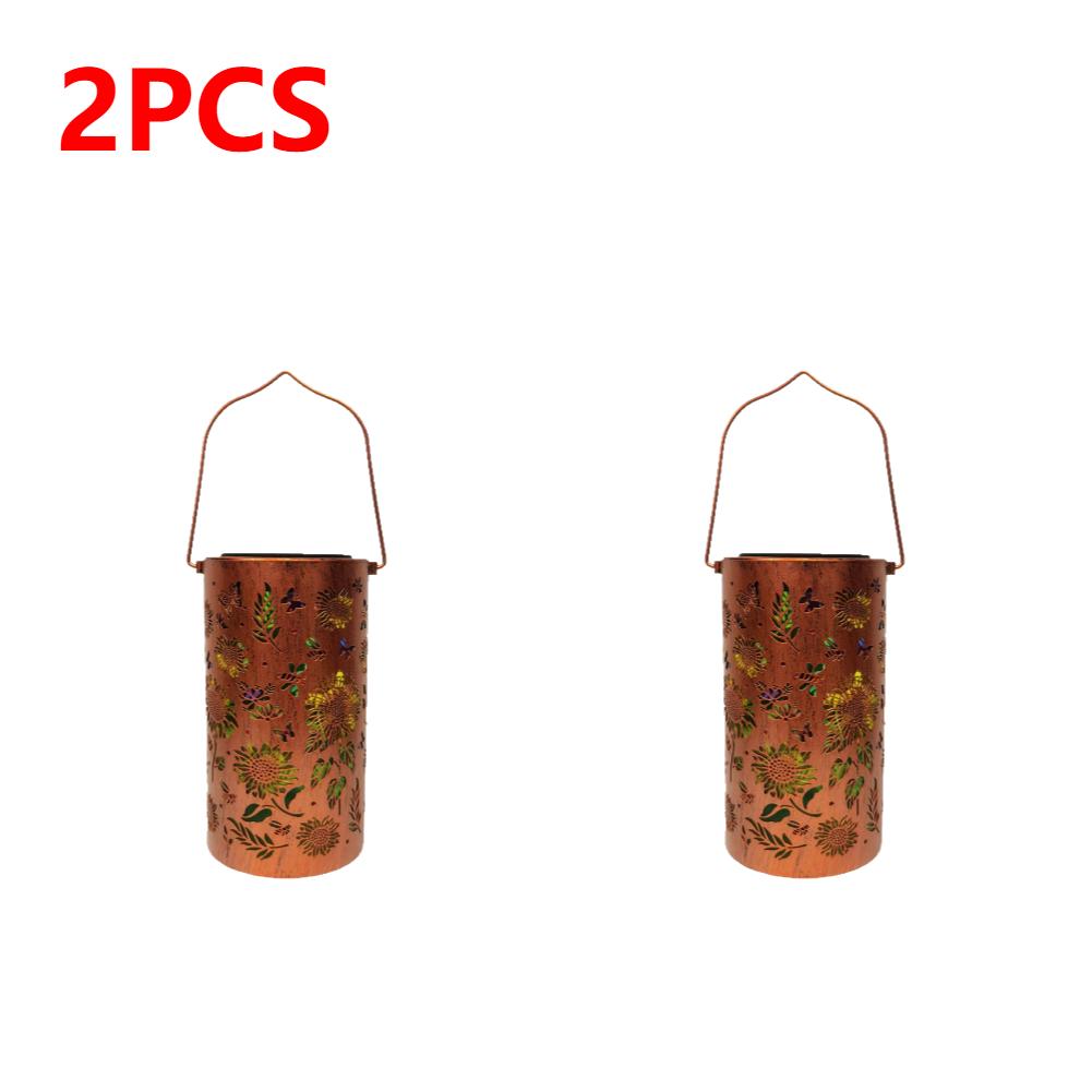 1/2X Outdoor Garden Solar Light Iron Art Hanging Light Hollow LED Landscape Light Garden Decoration Projection Light Waterproof