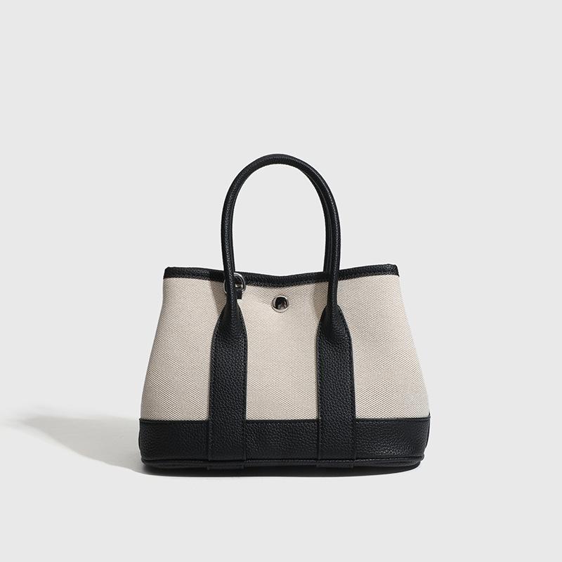 

Small Contrast Color Splicing Garden Bag Premium Sense Portable Canvas Bag Women S Shoulder Crossbody Tote Bag 24*11*16