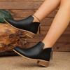 Autumn pointed back zipper fashion short Martin boots women's large size low heel thick heel temperament women's boots