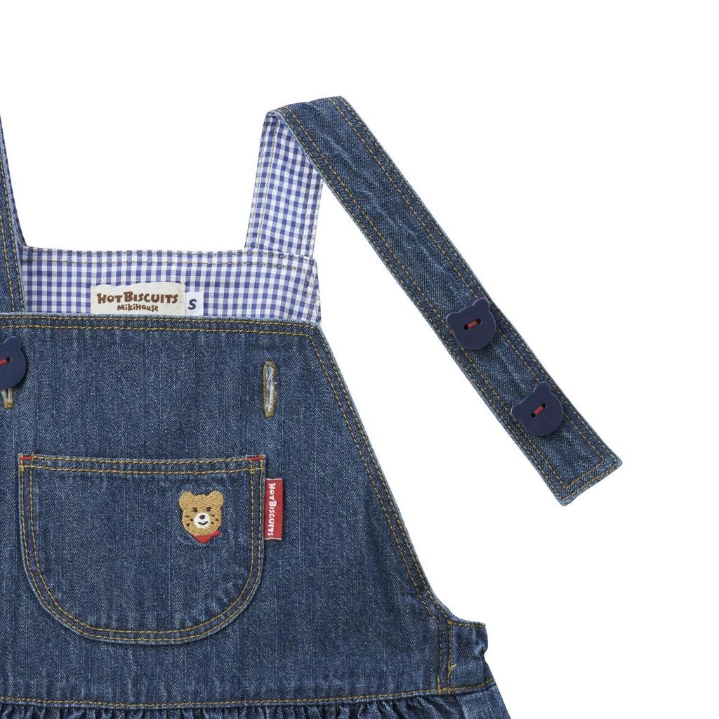 MIKIHOUSE HOT BISCUITS Denim Jumper Skirt for Girls, Indigo Blue, Size M (80-90cm), 70-1803-687