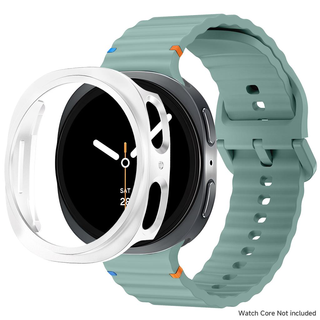 Silikonový řemínek pro Samsung Galaxy Watch 8 40 44mm Pásek s pouzdrem Chránič obrazovky Kryt nárazníku pro chytrý řemínek Náramkové doplňky