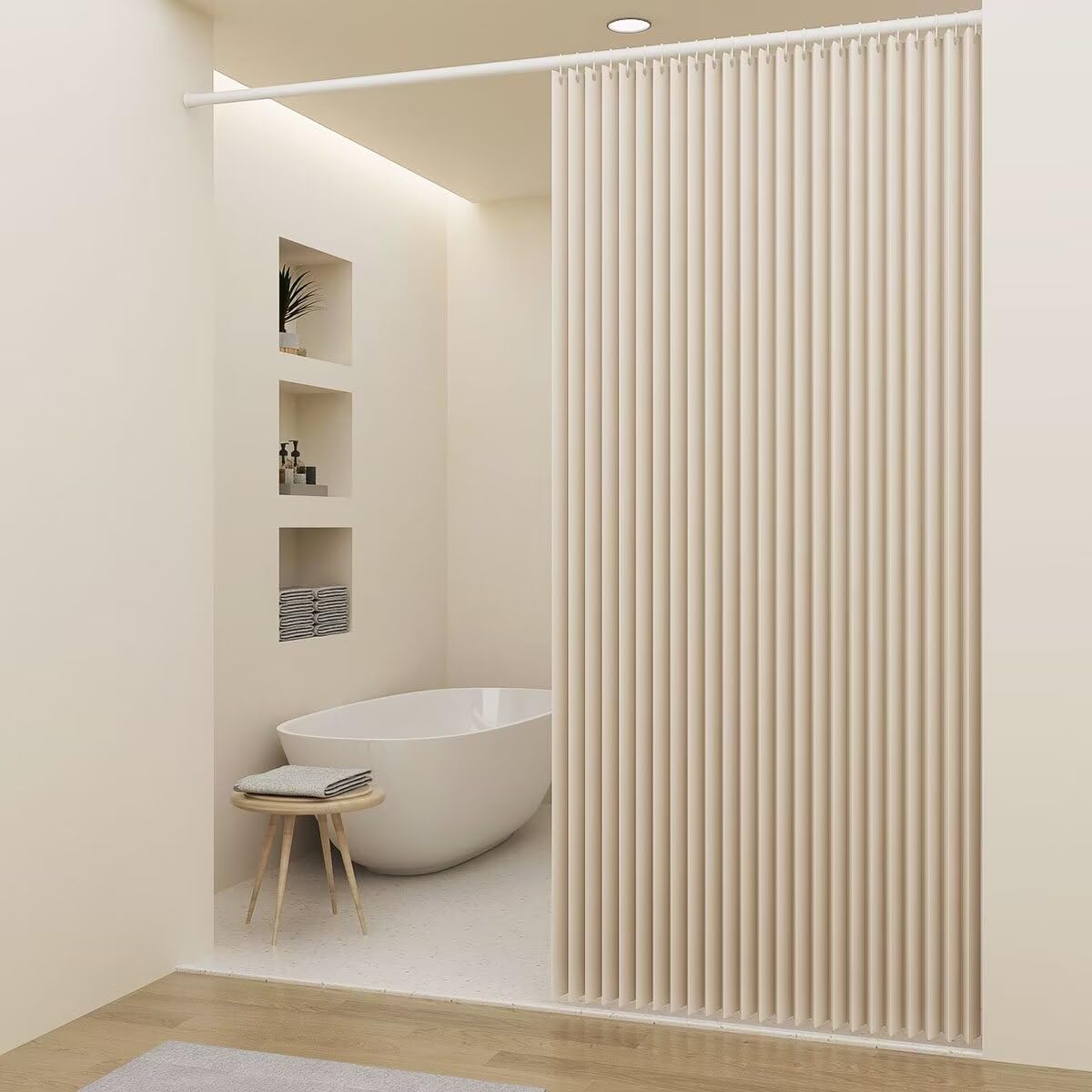 

OSONA Душ 180см 100см перегородка для комнаты от плесени холод тепло стильный ванная кольцеобразный память легко купаться ванна ванная бежевый Штора, длинная, широкая, бежевый