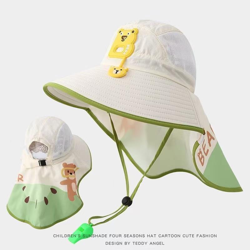 Children's Summer Sun Protection Hat with Face Shield and Wide Brim