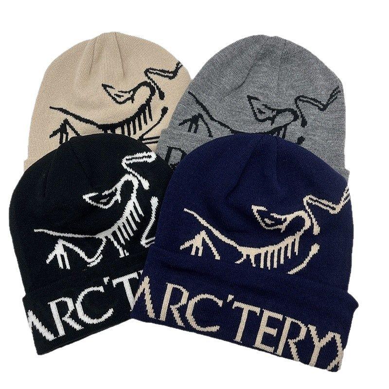 Mei Letter knitted hat, European and American autumn and winter dinosaur pattern thermal pullover hat