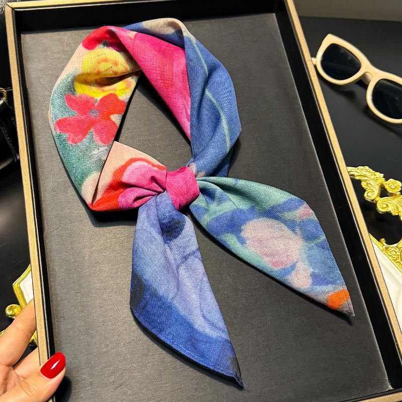 New silk scarf women s decorative scarf printed silk scarf spring and summer versatile high-end square scarf fashion versatile silk scarf 65*65cm