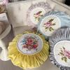Retro Rose Pillowcase Cushion Pumpkin Cushion Cover Velvet Round Pillow Case Futon Sofa Car Decor Solid Color Lace Cushion Cover