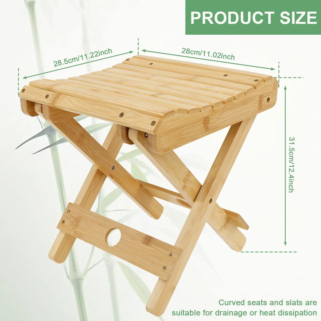 Portable Folding Stool Multi Purpose Bamboo Non-Slip Footstool For Home Bathroom Outdoor Camping Leisure Fishing Stool