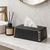 PU Leather Tissue Holder, with Hand-stitched Edges Design, Modern Style Smooth Paper Extraction Tissue Case for Home Office