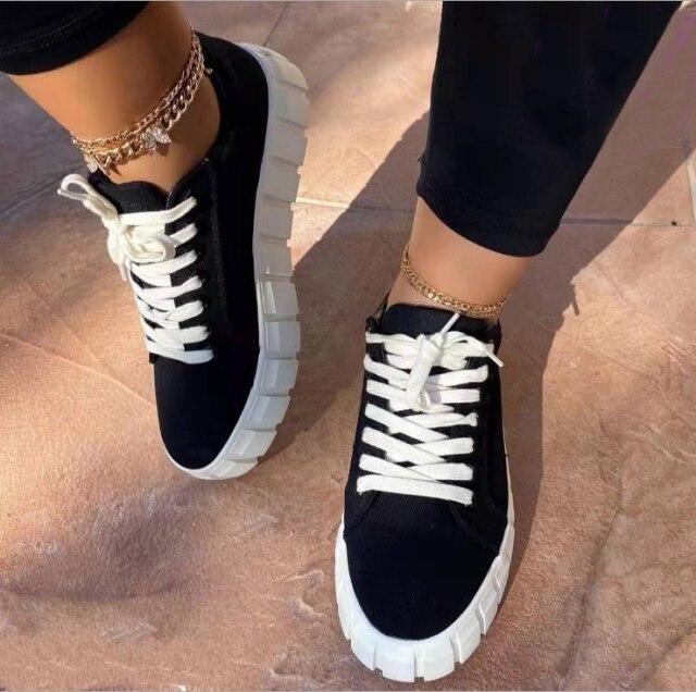Womens Shoes Canvas Spring/Fall Light Soles Sneakers Flat Heel Round Toe Draping Black/White,A,43 Womens Shoes Canvas Spring/Fall Light Soles Sneakers Flat Heel Round Toe Draping Black/White,A,43