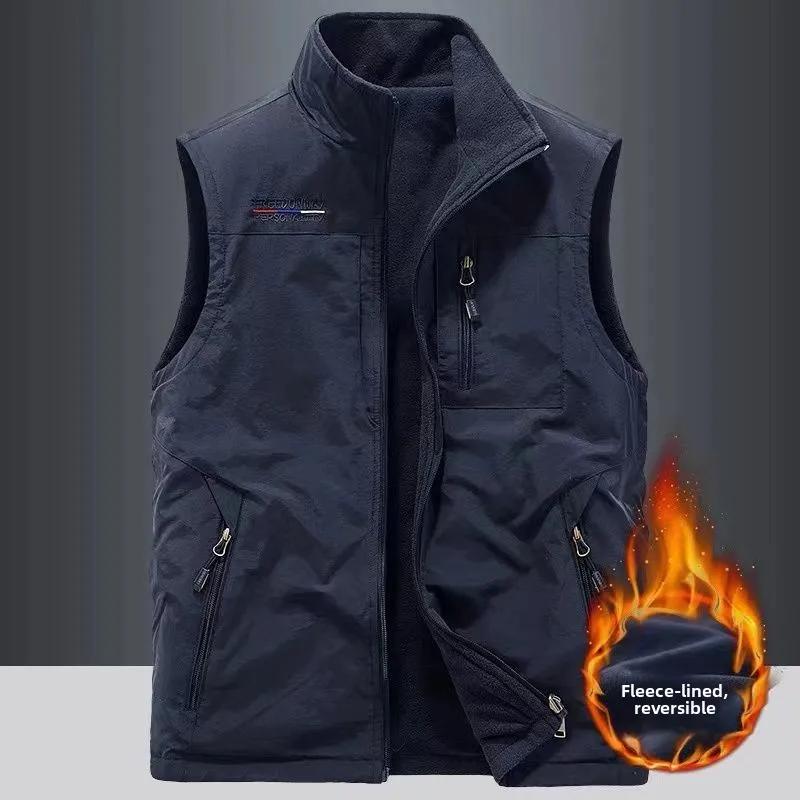 Men Outdoor High Quality Sports Leisure Windproof Breathable Sleeveless Thick Vest Fashionable and Breathable Warm Vest Comfort