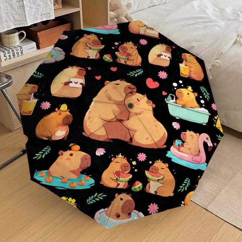 1pc Hamster Party Pattern Umbrella Design Automatic Opening and Closing Umbrella, High-quality Travel Umbrella,  c1128048