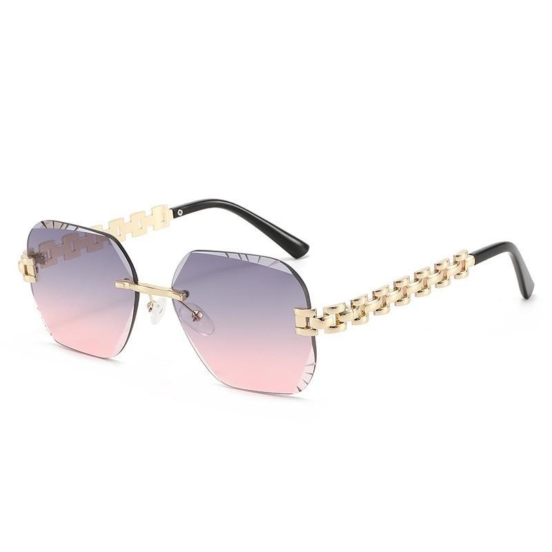 Unisex Retro Frameless Sunglasses With Gold Metal Frame Uv400 For Beach And Outdoor Activities