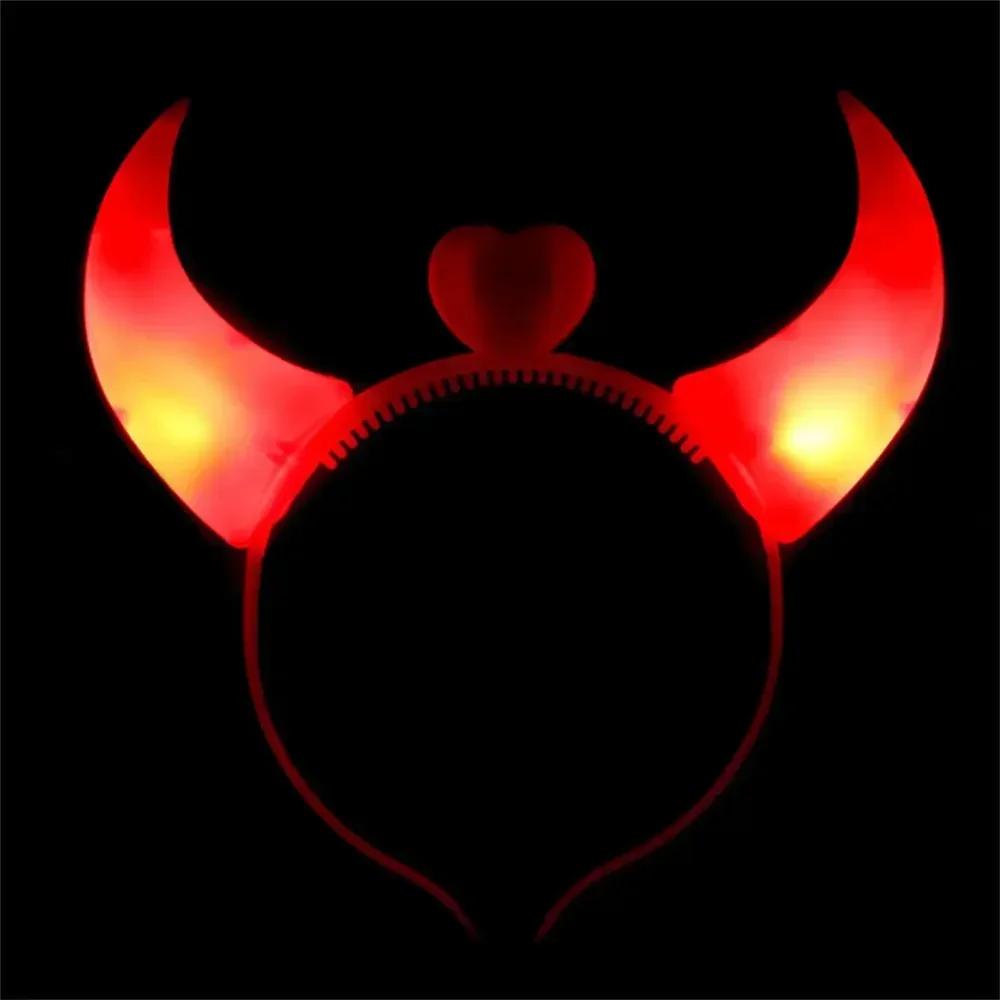 Flashing LED Costume Headbands Light Up Festive LED Headbands Novelty Headbands LED Devil Horns Headband For Party Accessories