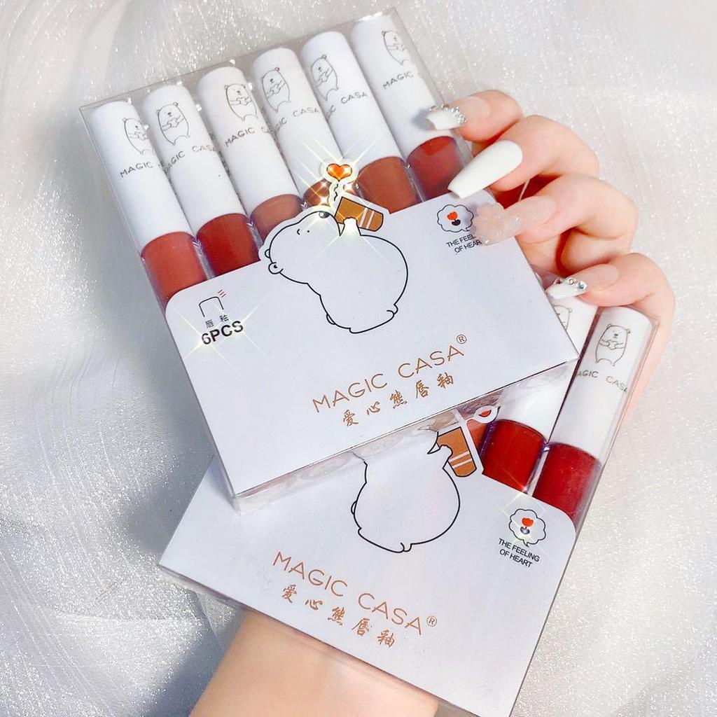 MAGIC CASA Care Bears Non-Fading Matte Lip Glaze Set - Six Moisturizing Shades