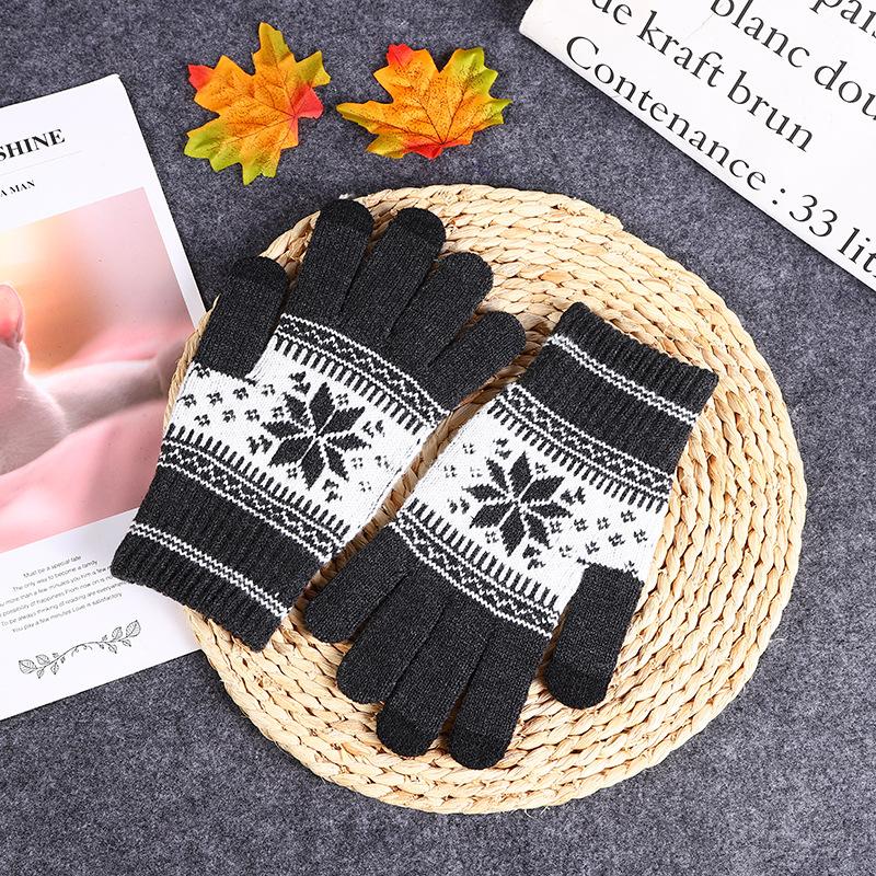 Autumn and winter warm knitted jacquard neutral gloves clothing accessories windproof