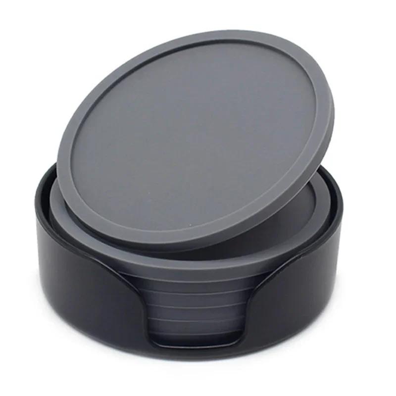 Silicone Coasters Round Heat 6Pcs 10cm Resistant Rubber Tea Cup Mat Drink Coffee Mug Glass Beverage Holder Pad Decor Table Mat