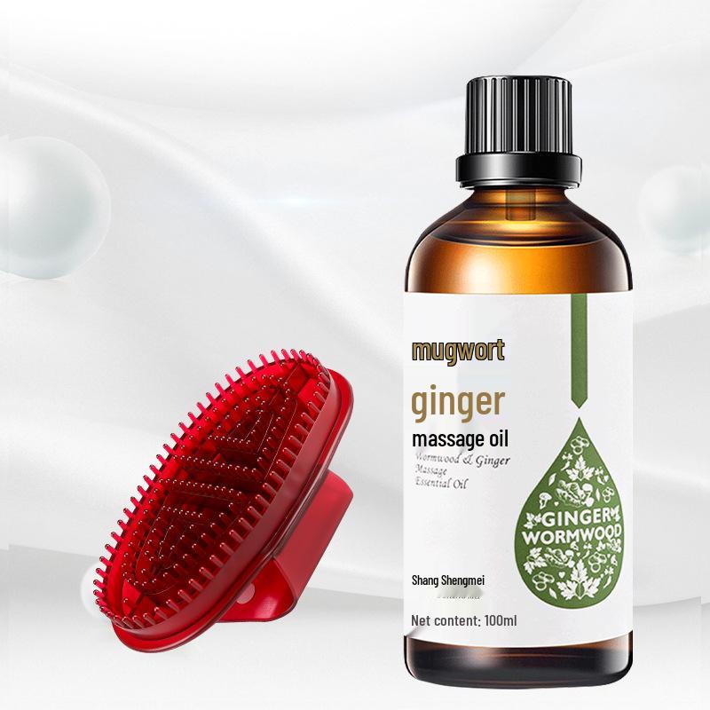 Zázvor Pelyněk Masážní olej na celé tělo a obličej s tepelnou terapií pro meridiány, Gua Sha a úlevu ramen/krku.