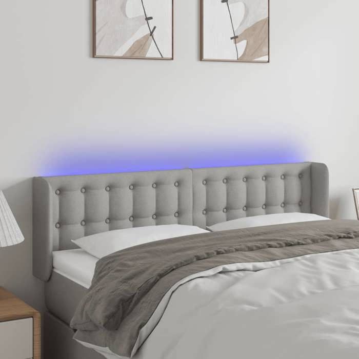 VidaXL LED Headboard Bedroom Furniture Double Bed Accessory Head of Bed Frame Interior Light Grey 3123668