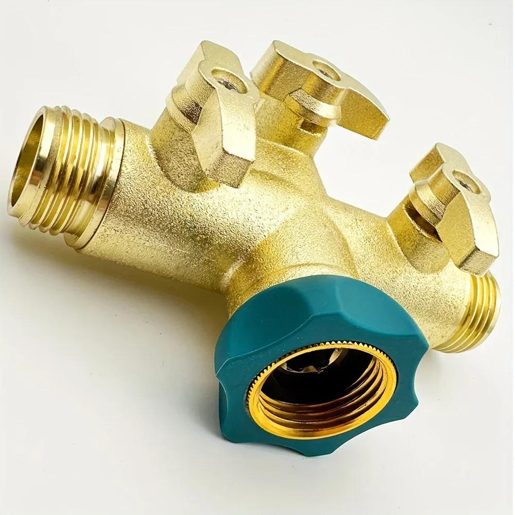 

3-Way Hose Divider Brass Hose Connector Comfort Grip Valves High Pressure Resistance Standard Faucet Compatibility G3percent4