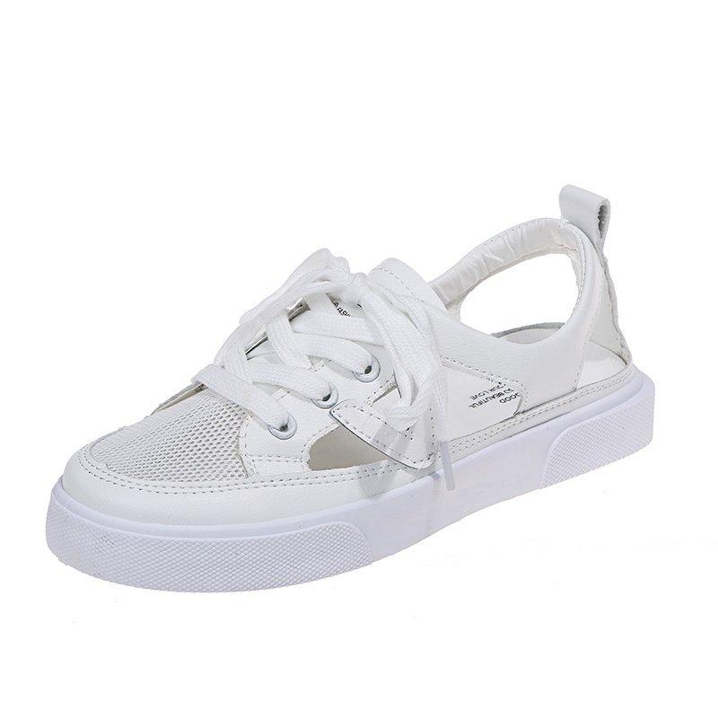 

Новая женская белая повседневная обувь, сандалии с рыбьим ротом, металлические декоративные прозрачные дышащие сетчатые туфли, большие Zapatos Para Mujer 39 белый