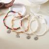 Bohemian Colorful Stone Beaded Necklace with Retro Sun Pendant Choker