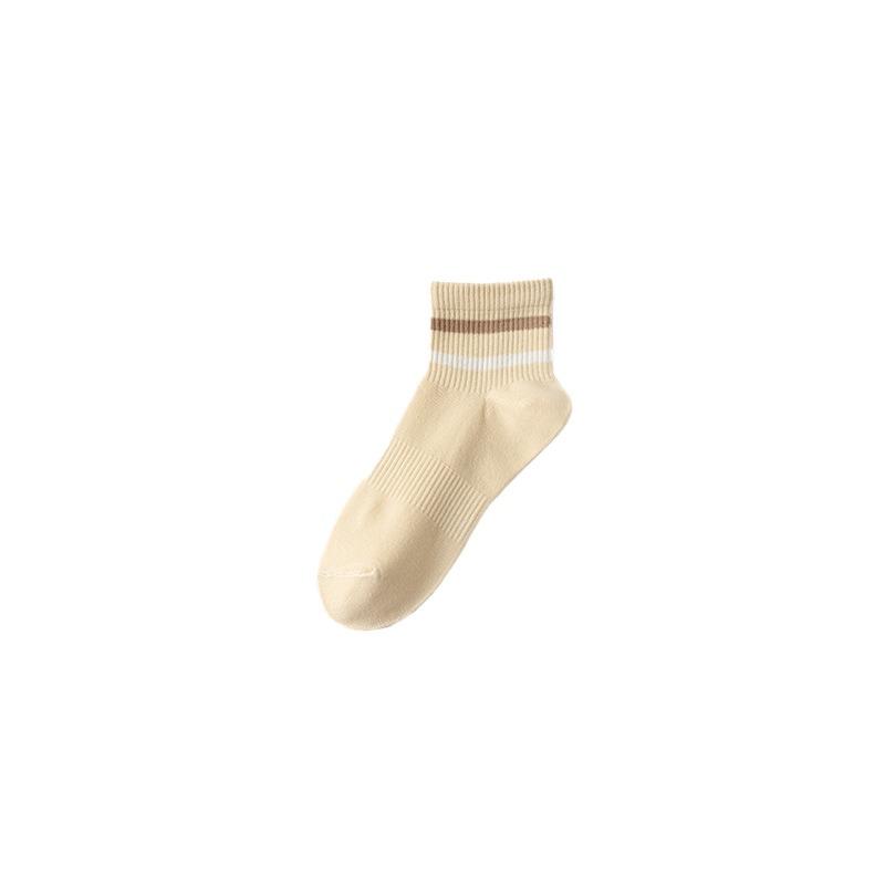 Female Spring and Autumn Striped Sweat Absorbent Breathable Boneless Sports In Tube Cotton Socks