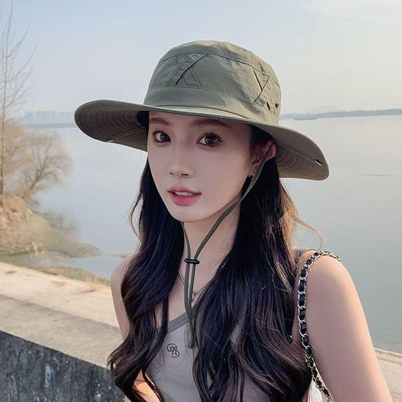 Fishing visor big edge sun protection hat men's summer mesh outdoor women's mountaineering UV protection bucket hat