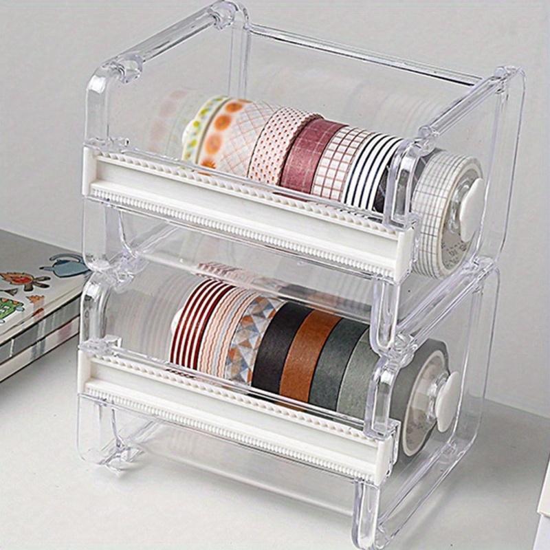1pc Simple Transparent Tape Cutter, Washi Tape Organizer Storage Holder, Office Tape Dispenser Organizer. School & Teacher Supplies Back To School