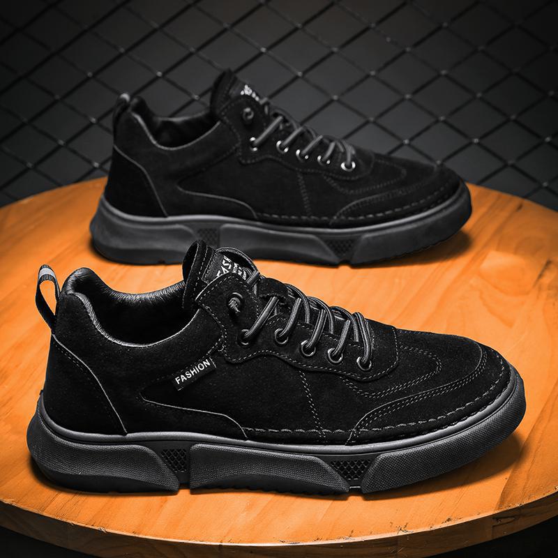221 new breathable British leather shoes board shoes soft sole spring and autumn leisure sports leather shoes youth 39