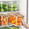 Refrigerator Storage Box with Lid And Handle Built-in Drain Partition Transparent Container for Fruits Vegetables