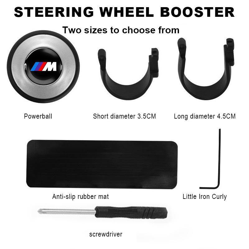 360 Degree Rotating M LOGO Car Steering Wheel Booster Steering Wheel Knob Ball For BMW E61 E81 E87 1 2 3 4 5 6 7 Series X1 X3 X4 X5 X6 F20 E90
