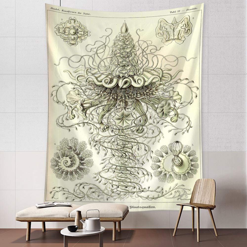Octopus Jellyfish Classification Map Tapestry Wall Hanging Art Bohemian Style Psychedelic Dormitory Simple Home Decor