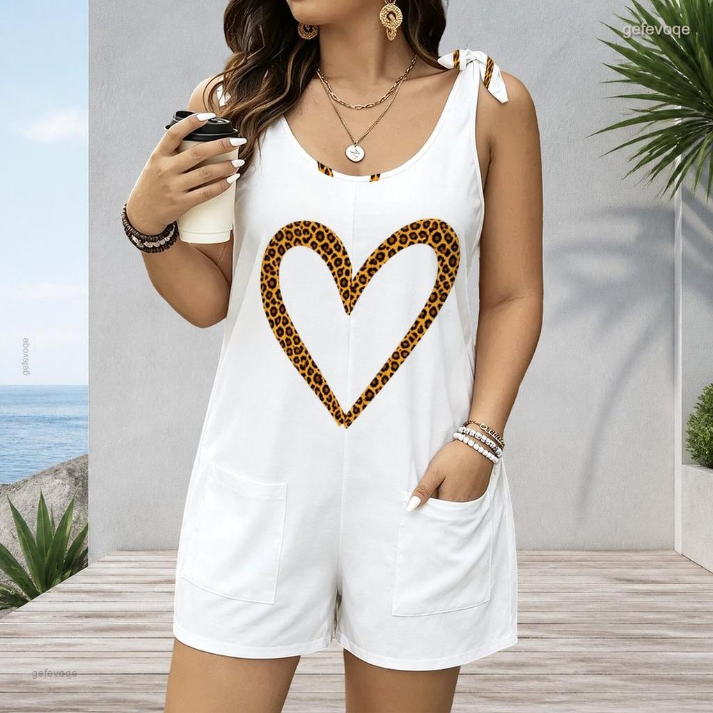 Women Plus Size Crew Neck Tank Romper Dark Gothic Floral Print Jumpsuit Shorts