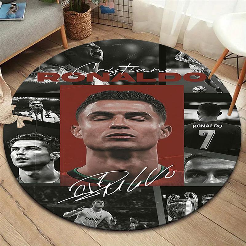 CR7 Round Area Rug,Carpet Rug for Living Room Bedroom Sofa Playroom Decor,Non-slip Floor Mat