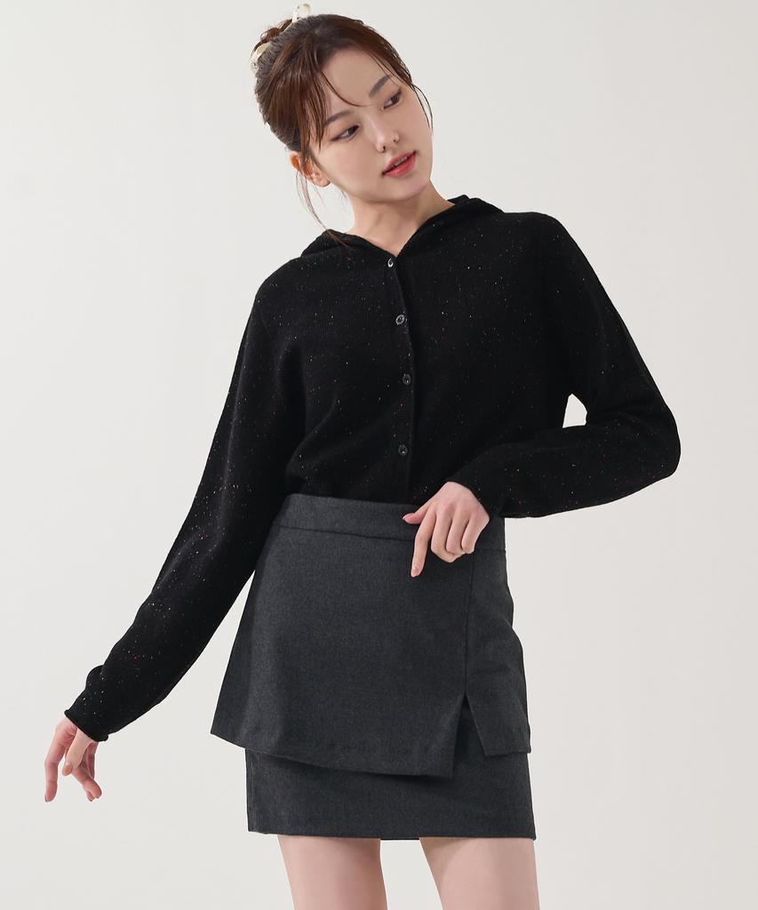 Hye Young Kim Wool Layered Midi Skirt - Charcoal