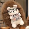 Hedgehog Plush Toy with Glasses & Book Soft Stuffed Animal Fluffy Hedgehog Plush Cute Animal
