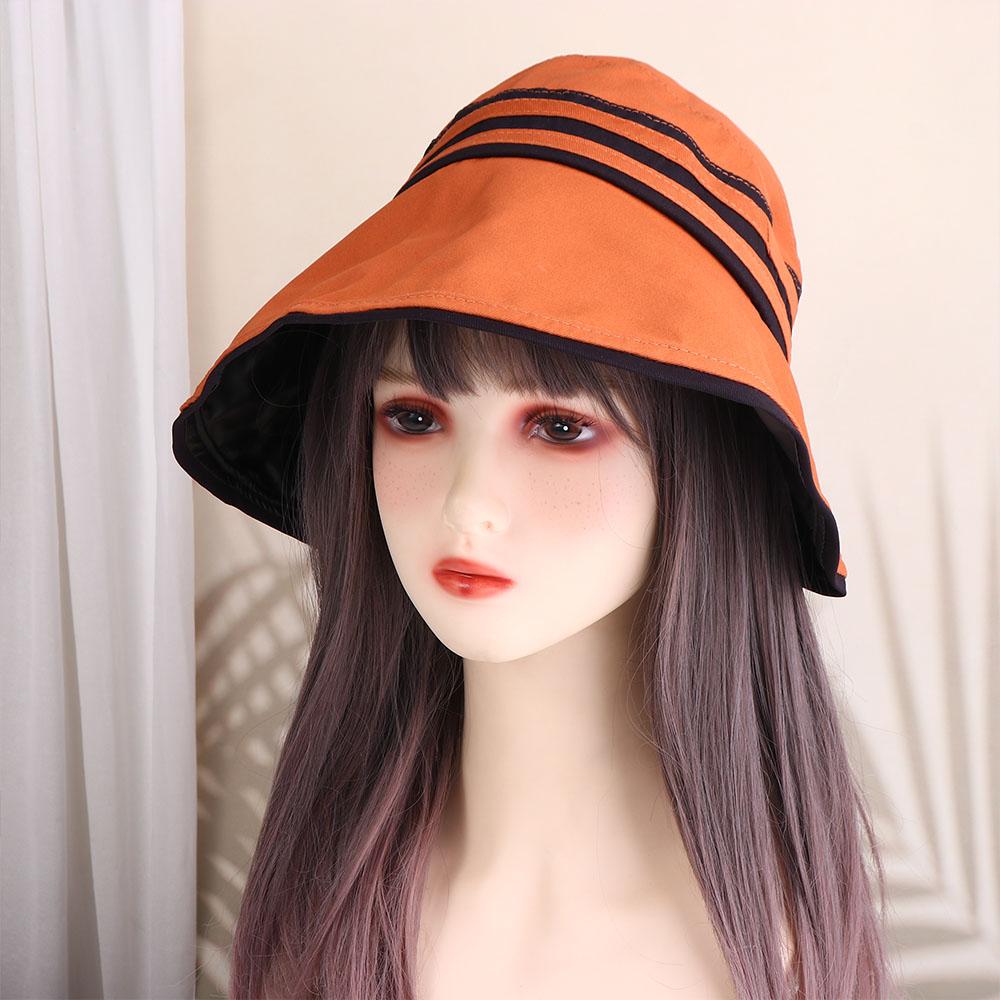 

Handmade Sunscreen Striped Big Brim Sun Visor Hollow Women Cap Sun Hat Bucket Hat Empty Top Hat розовый