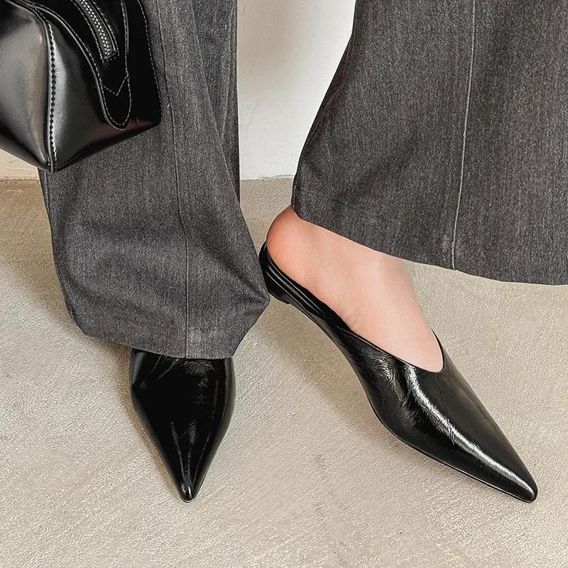 Fashion Pointed Toe Temperament Low-heeled Semi-slippers Summer New Versatile Temperament Sandals and Slippers Women's High Heels