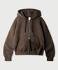 Jemut Day Cut Crop Oversized Zip-Up Hoodie Brown Kjhd2650