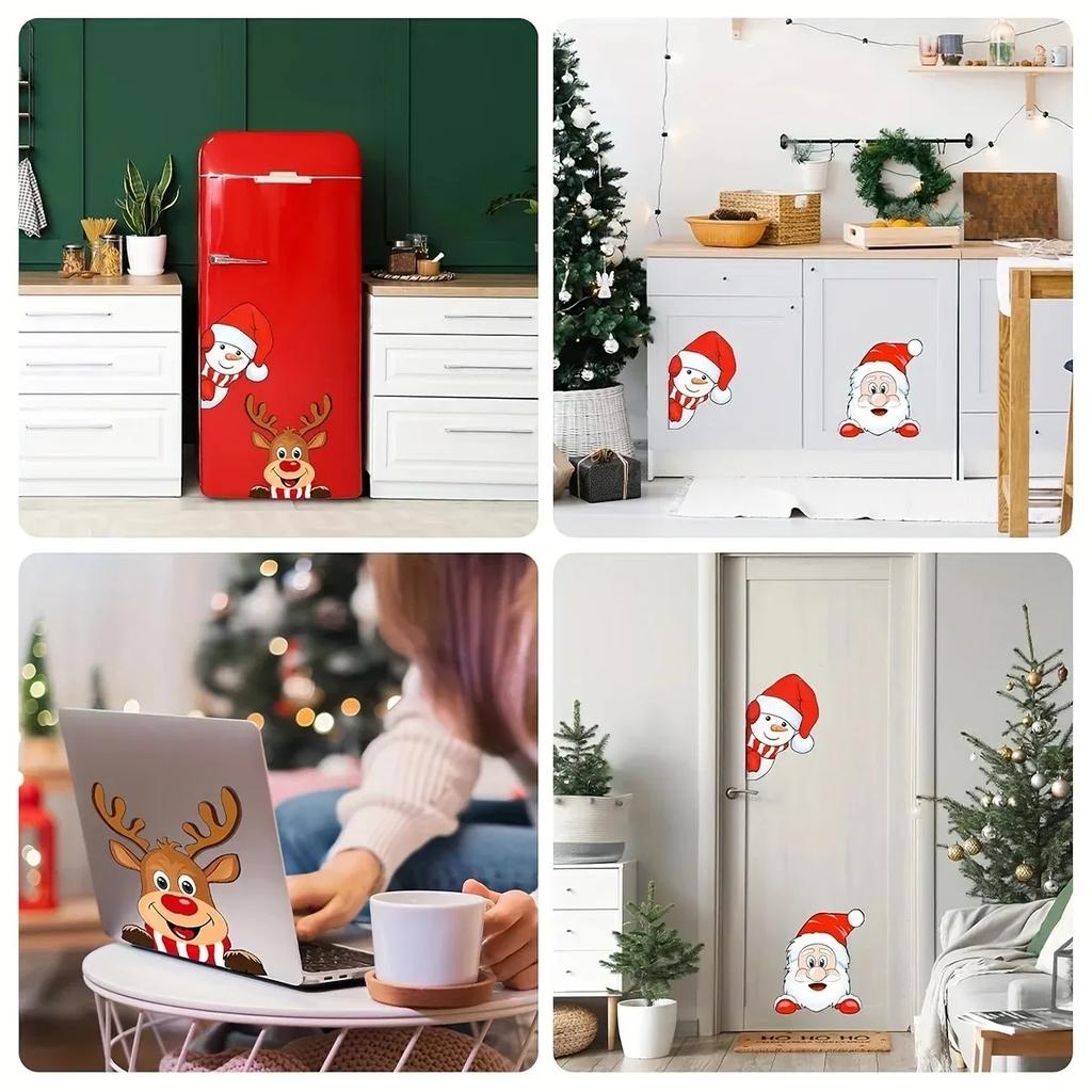 LYKX Christmas Santa Claus Reindeer Car Stickers Waterproof Auto Rear Windshield Window Body Vinyl Decals Decoration Accessories