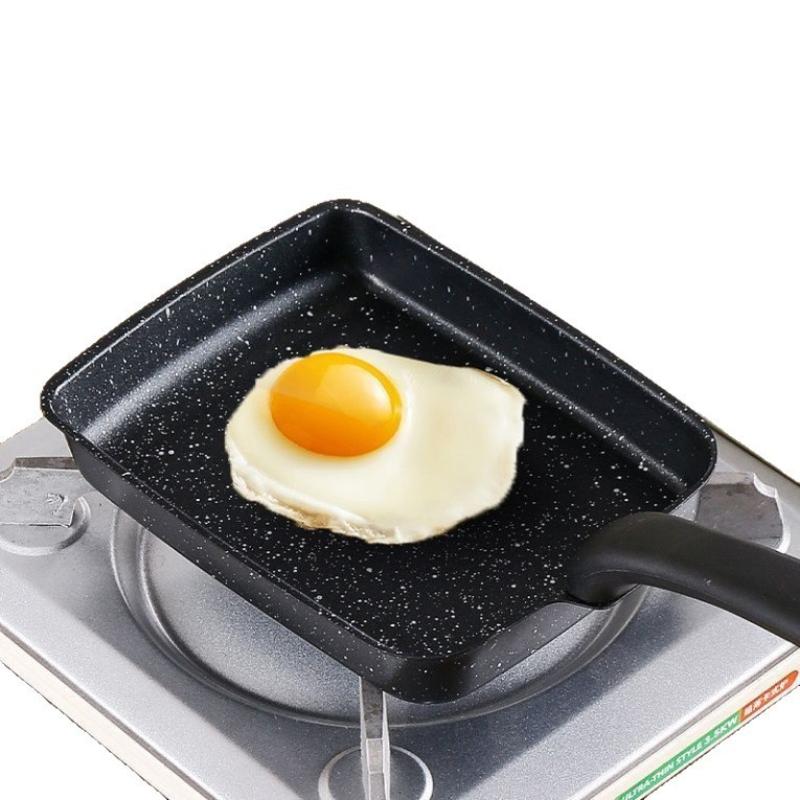 Grey Nonstick Square Frying Pan Non Toxic Granite Coating Heat Proof Handle For Breakfast Cooking Kitchen Use
