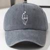 Cute cat printed baseball cap, retro washed denim curved hip hop hat, adjustable outdoor travel hat