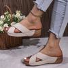 Wedge Heel Thick-soled Slippers Women's Round Head Casual One-pedal Solid Color Cross-heeled Cool Slippers