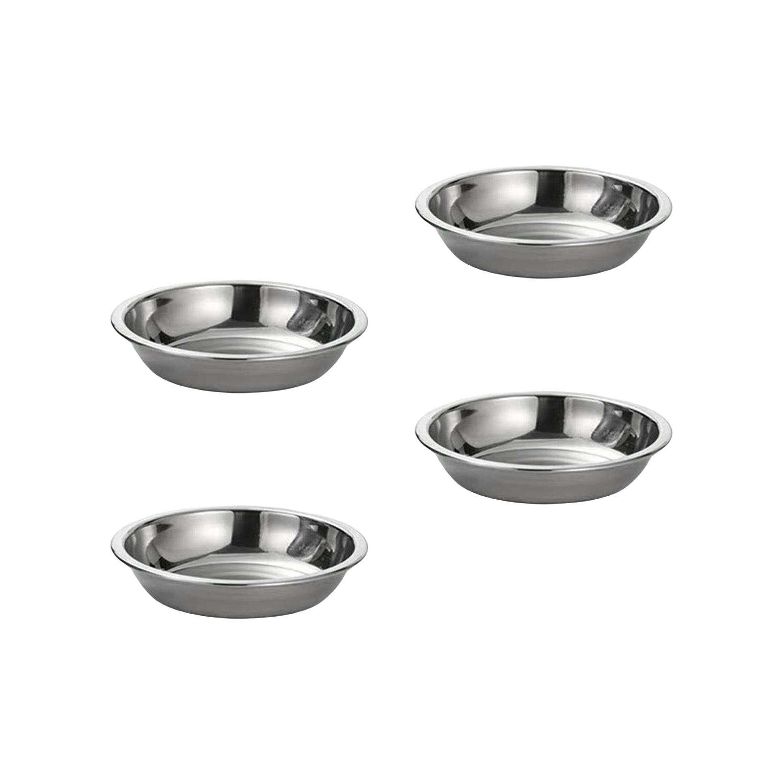 

4 шт. Обеденные тарелки из нержавеющей стали, маленькие соусницы, поднос для подачи приправ, плоская тарелка, сервировочные блюда, простые в использовании 9CM