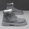 Men's Korean Casual Snow Boots Lace Up Work Boots Fleece Lined Thickened Winter Warm Waterproof Anti-slip Cotton Shoes